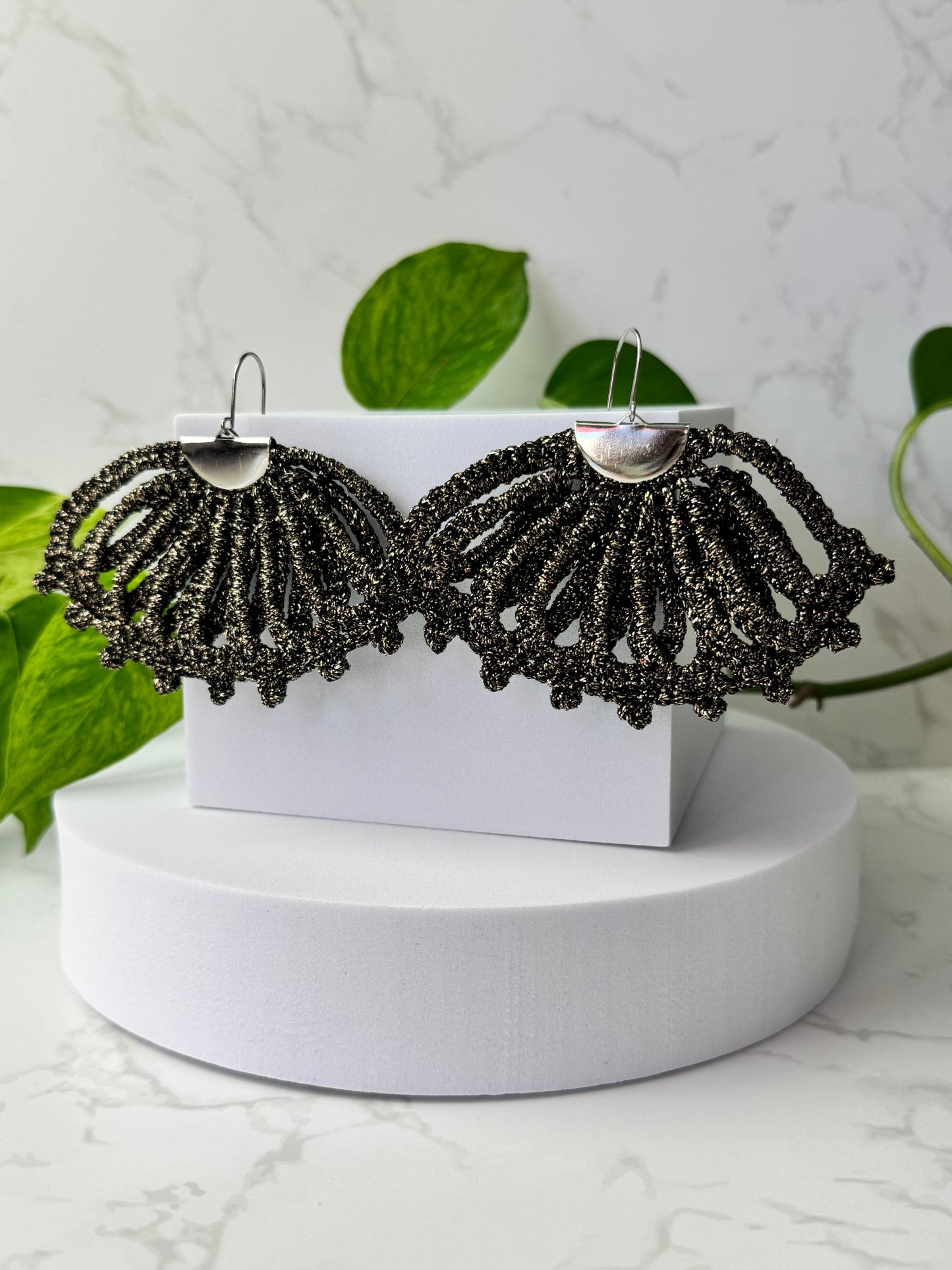 Sensu Earrings Large – Handmade Crochet Statement Earrings