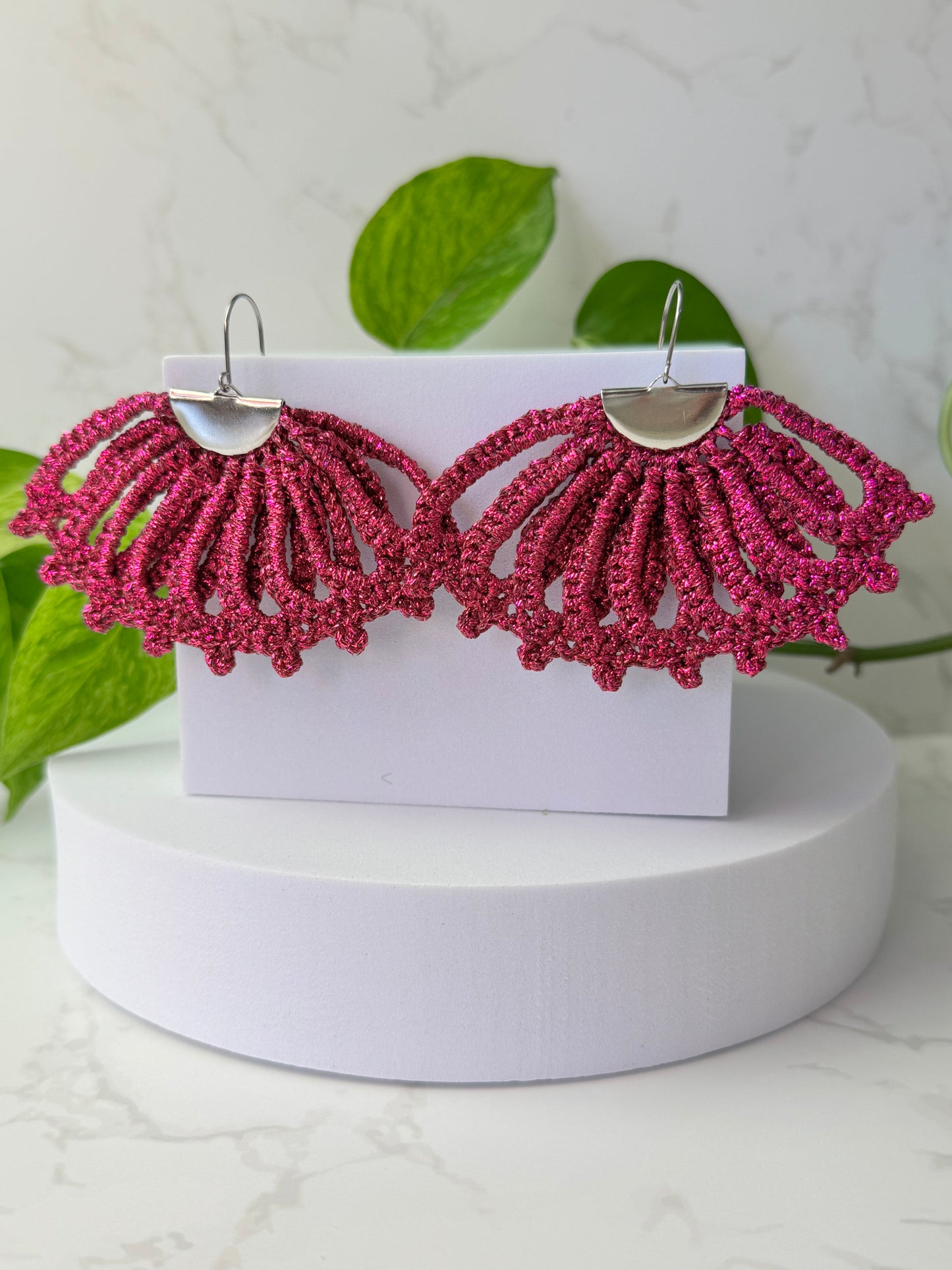 Sensu Earrings Large – Handmade Crochet Statement Earrings