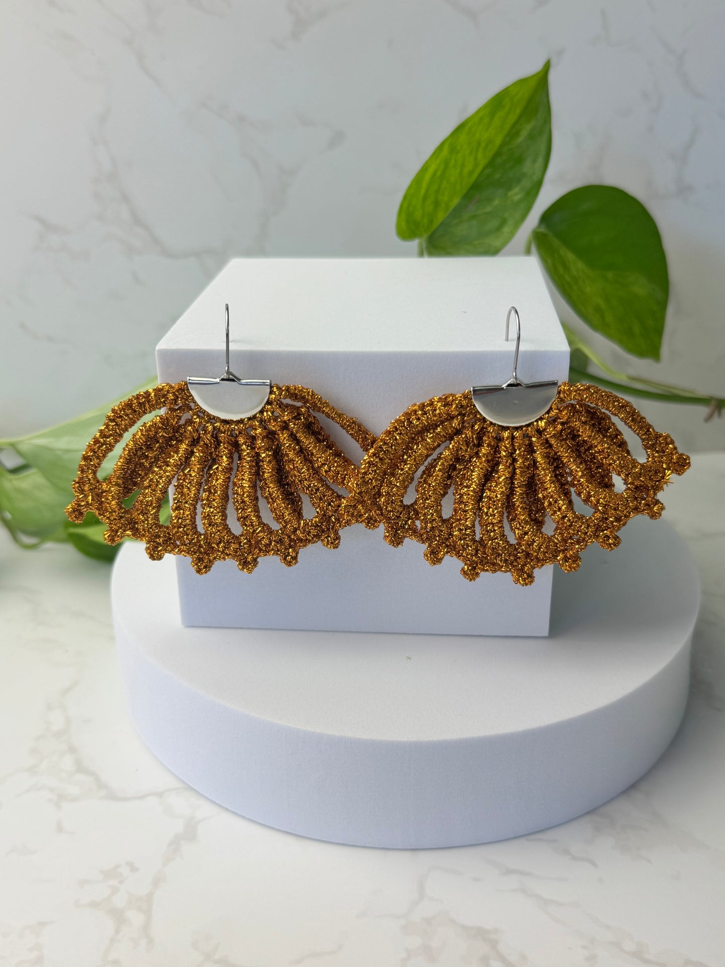 Sensu Earrings Large – Handmade Crochet Statement Earrings