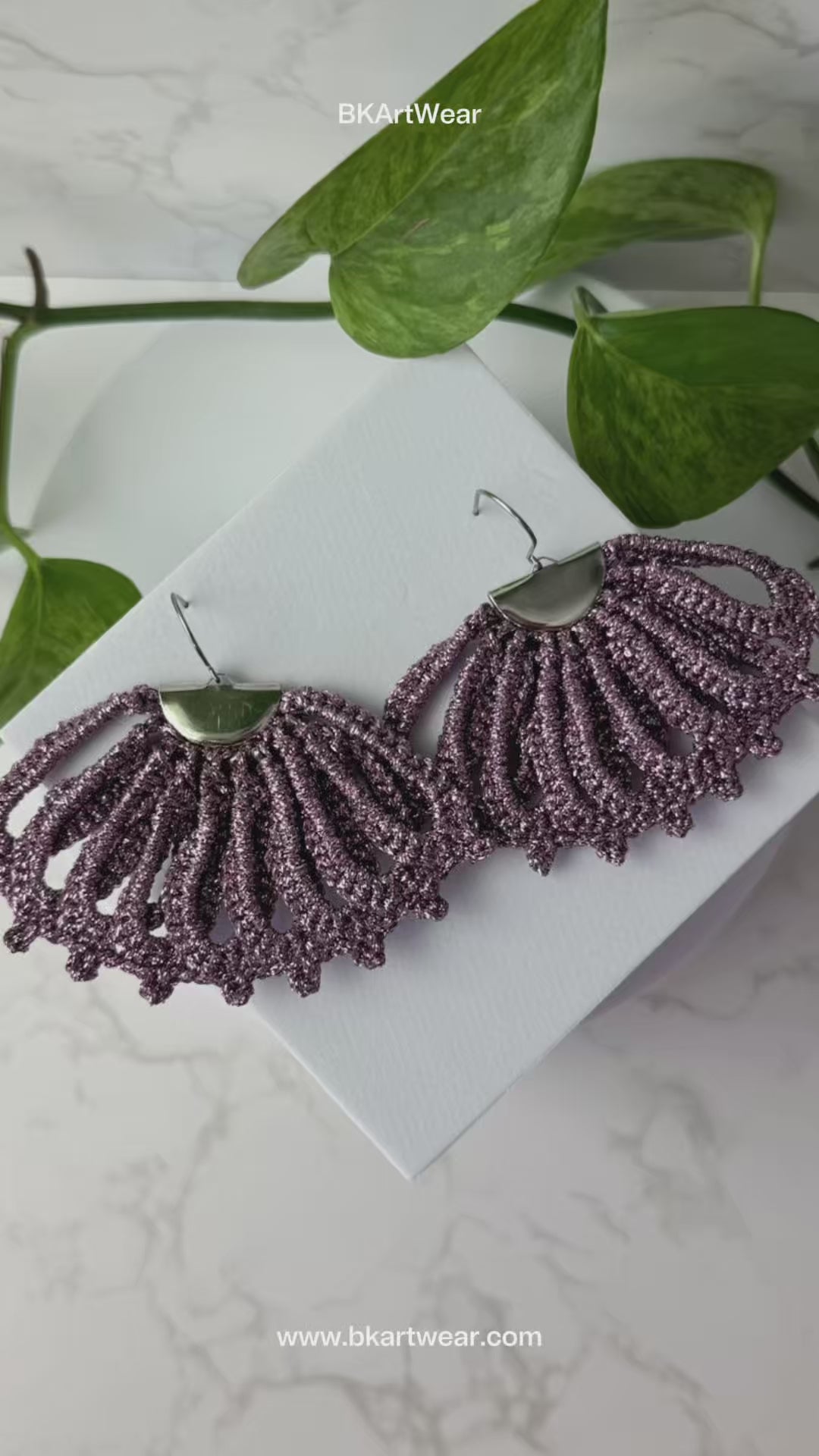 Sensu Earrings Large – Handmade Crochet Statement Earrings – BK